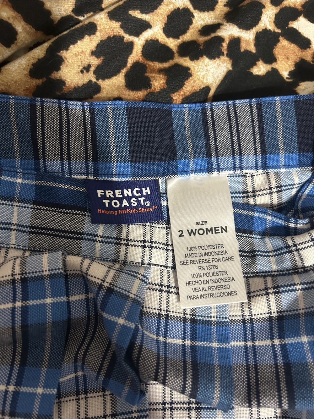 French Toast Blue Plaid Midi Skirt - Picture 4 of 4